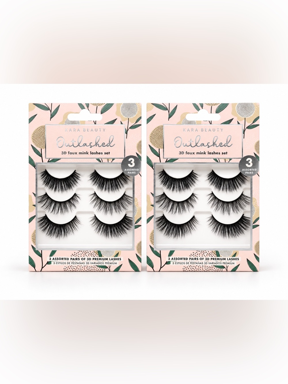 2-pack Kara Beauty Outlashed 3D Faux Mink Lashes Set